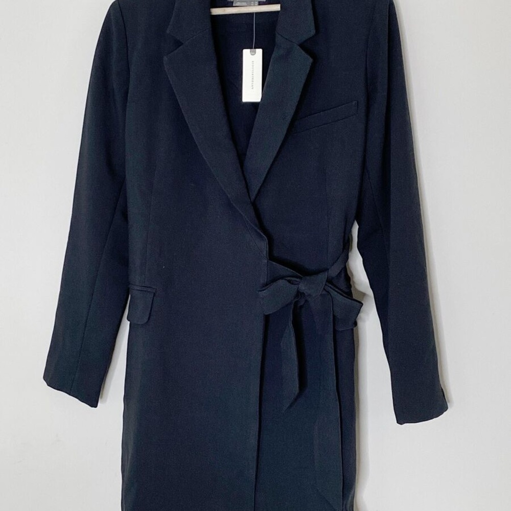 Anthropologie Black Tie Blazer Coat